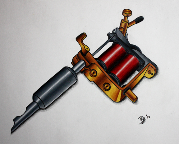 576x462 Hot Rod Car Tattoos Tattoo Gun Drawing