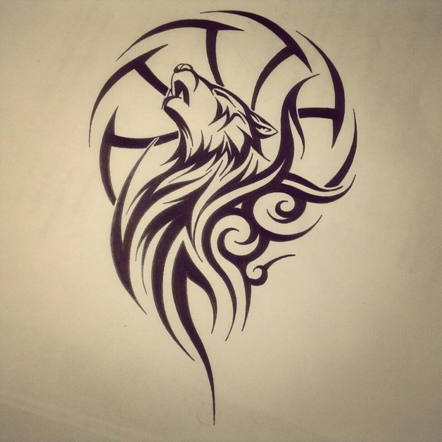 628x628 Tribal Wolf Dream Catcher Tattoo Drawing