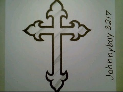480x360 How To Draw A Cross Step By Step Crucifix Tattoo For Beginners