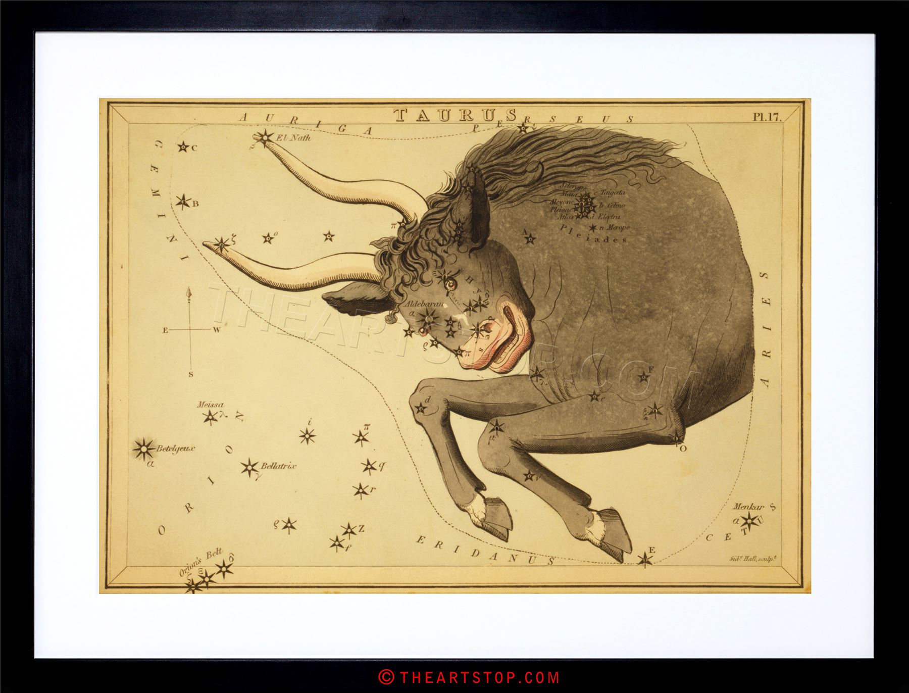 1800x1372 Painting Drawing Star Map Taurus Bull Constellation Framed Print