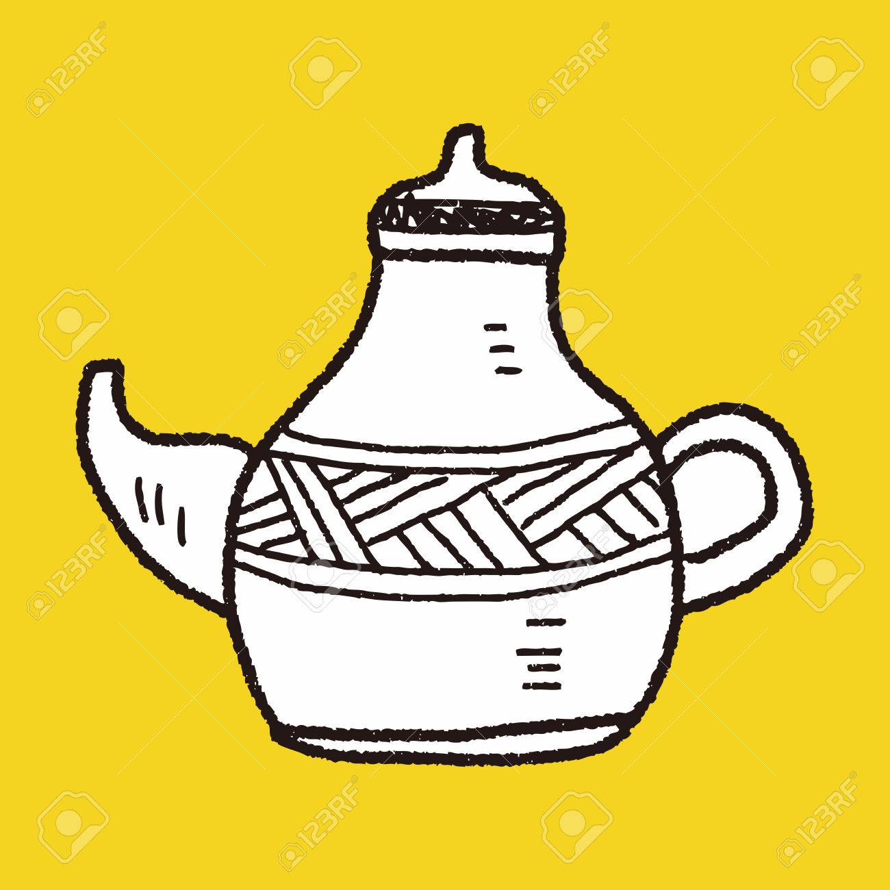 1300x1300 Tea Pot Doodle Drawing Royalty Free Cliparts, Vectors, And Stock