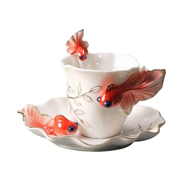 640x640 Creative Tea Cups Delicate Coffee Sets Goldfish Coffee Cups Suit
