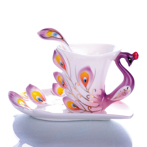 600x600 Wish China Ceramic Porcelain Enamel Mugs Peacock Coffee Cup Tea