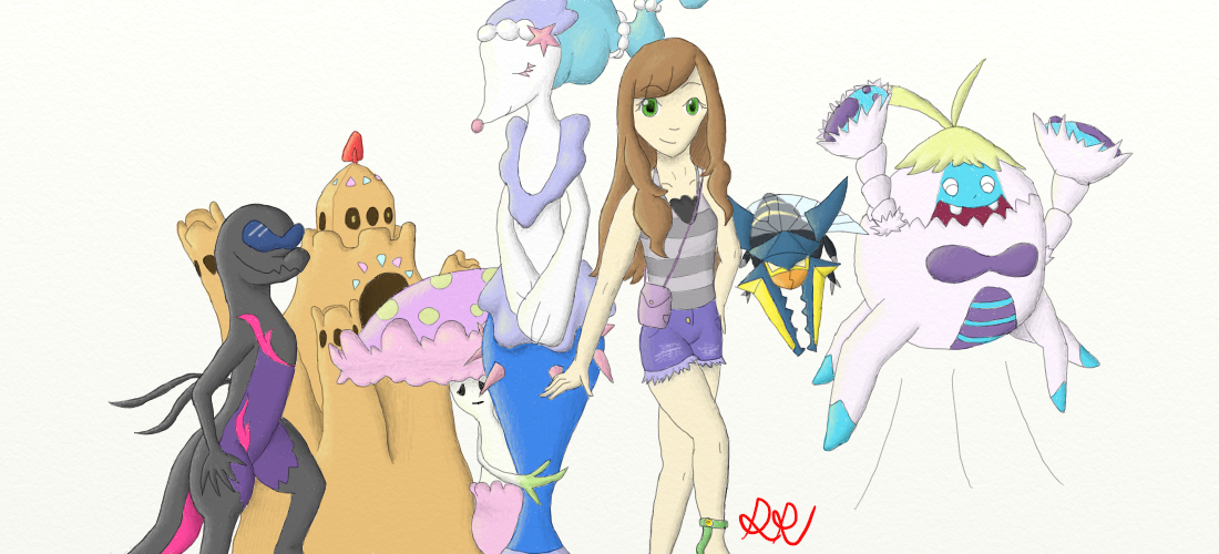 1100x500 Pokemon Sun And Moon Team! (Drawing)