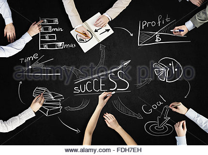 429x320 Top View Of People Hands Drawing Business Teamwork Strategy Stock