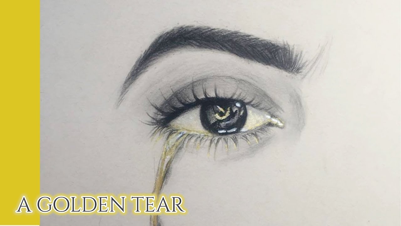 1280x720 Eye Drawing A Golden Tear