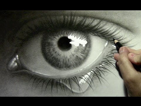 480x360 Realistic Eye With Teardrop Drawing Time Lapse