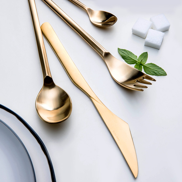 640x640 Gold Black Drawing Cutlery 304 Set Stainless Steel Western Food