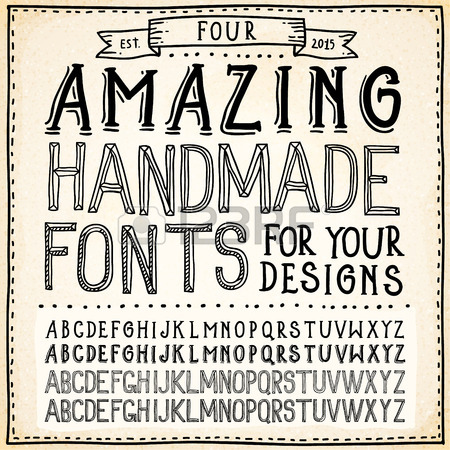 450x450 Handwriting Alphabets. Vector Hand Drawn Fonts Royalty Free