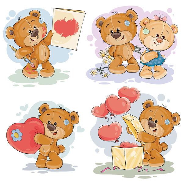 600x600 Cartoon Teddy Bears Head Drawing Vector 02
