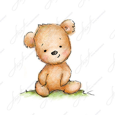 400x400 The Drawing Of Cute Teddy Bear. Printable Art. Digital File.
