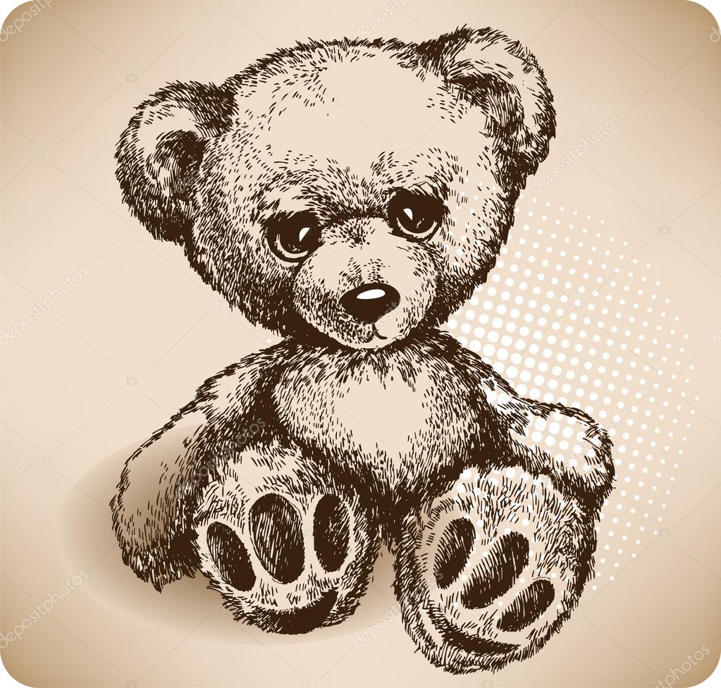 1023x976 Teddy Bear Hand Drawing. Vector Stock Vector Mur34