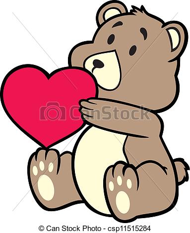 383x470 Teddy Bear Holding Heart Vector