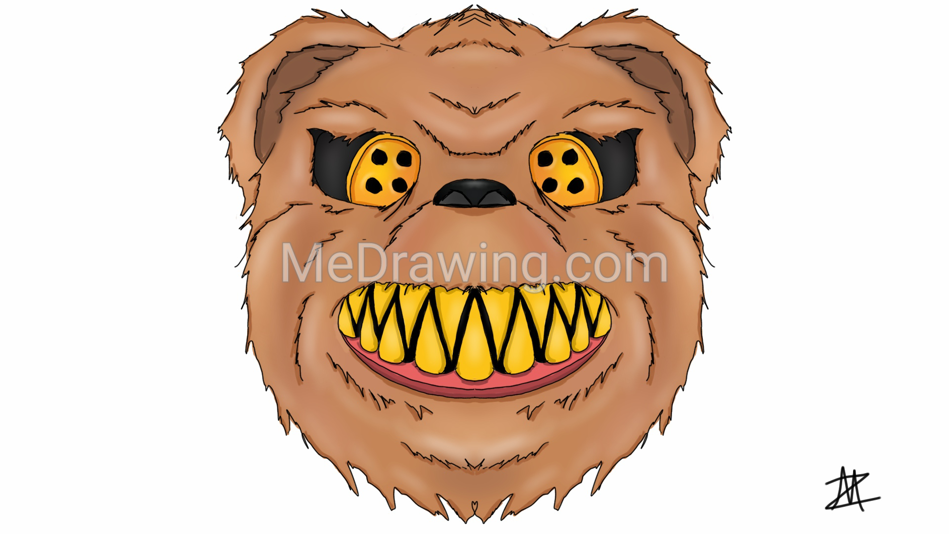 1920x1080 Scary Teddy Bear Colored Drawing