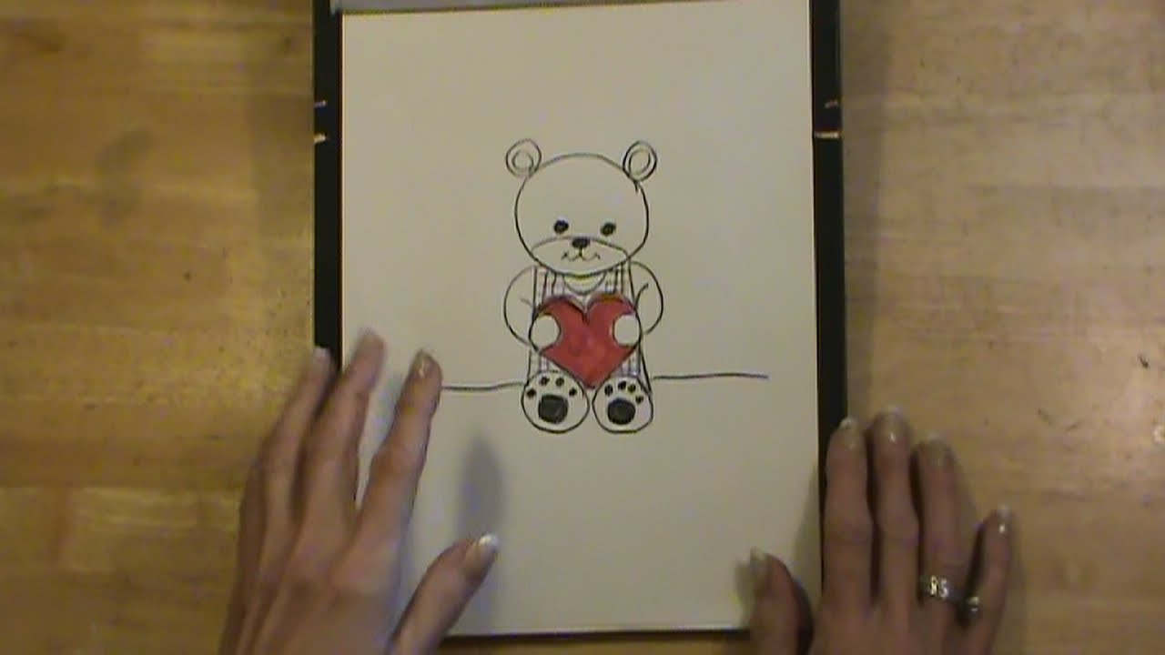 1280x720 Super Easy! Draw A Teddy Bear Holding A Heart! How Sweet!