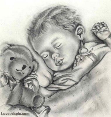 380x400 Sketch Of Baby Sleeping Art Baby Drawing Sketch Teddy Bear Pencil