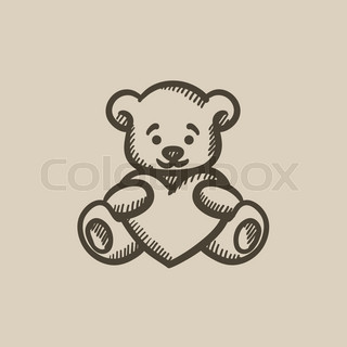 320x320 Teddy Bear Vector Sketch Icon Isolated On Background. Hand Drawn