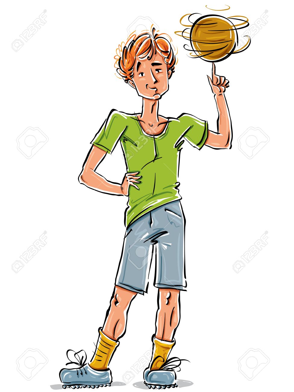 976x1300 Bright Vector Full Length Drawing Of A Red Haired Cool Caucasian