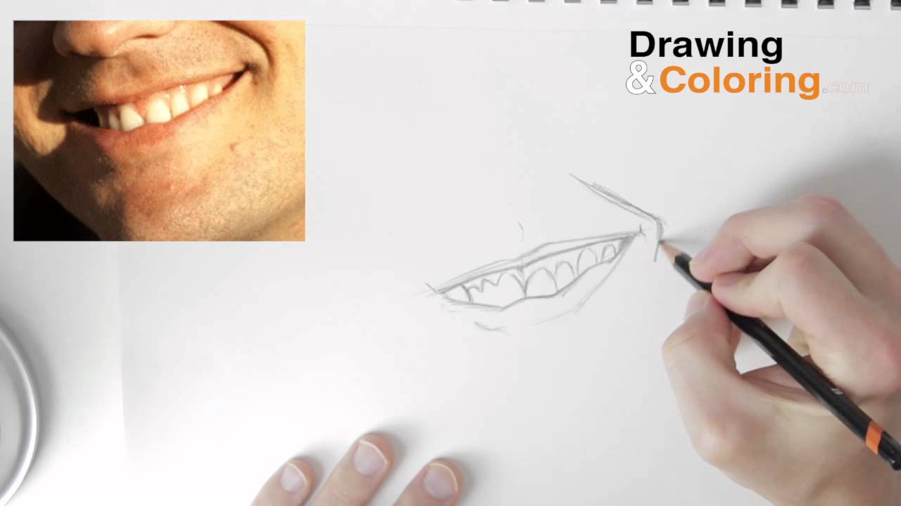 1280x720 How To Draw A Smiling Mouth Amp Teeth Step By Step