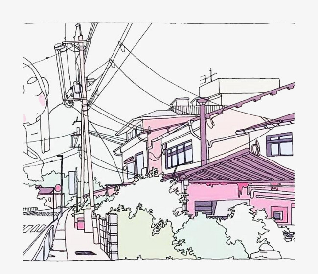 650x560 Construction Sketch, Color, Building Houses, Telephone Pole Png