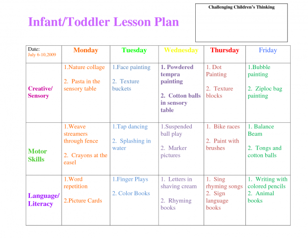 620x479 Infant Lesson Plan Template Illustration Wonderful Results