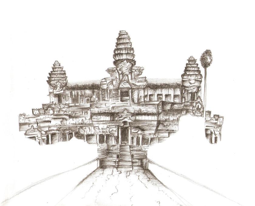 840x678 Rashna Shantini's Portfolio Development Cambodia Temple Drawing