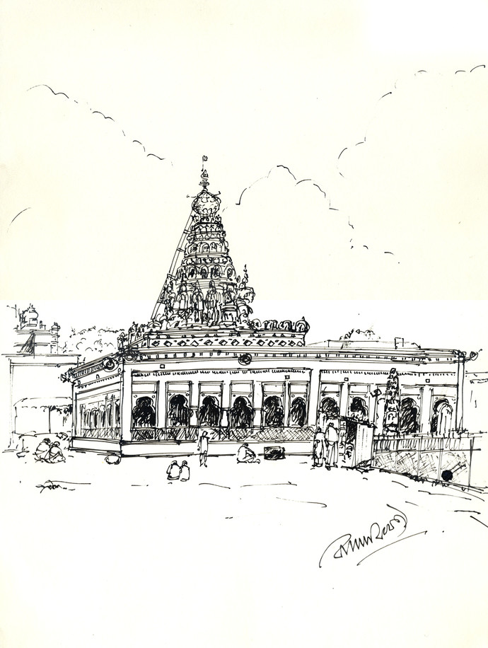 690x916 Shri Sharana Basaveswara Temple.gulbarga. By Artist Badal Majumdar