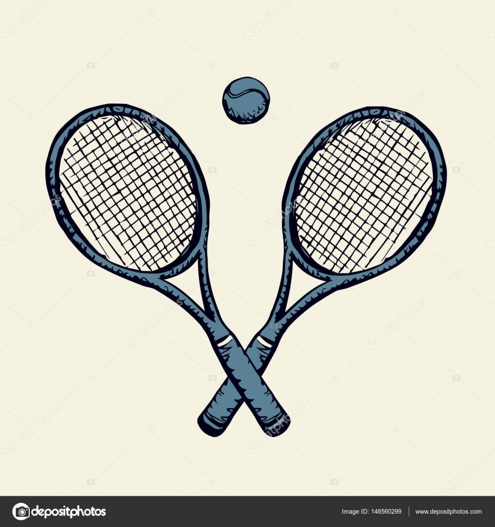 963x1024 Tennis Racket And Ball. Vector Drawing Stock Vector Marinka