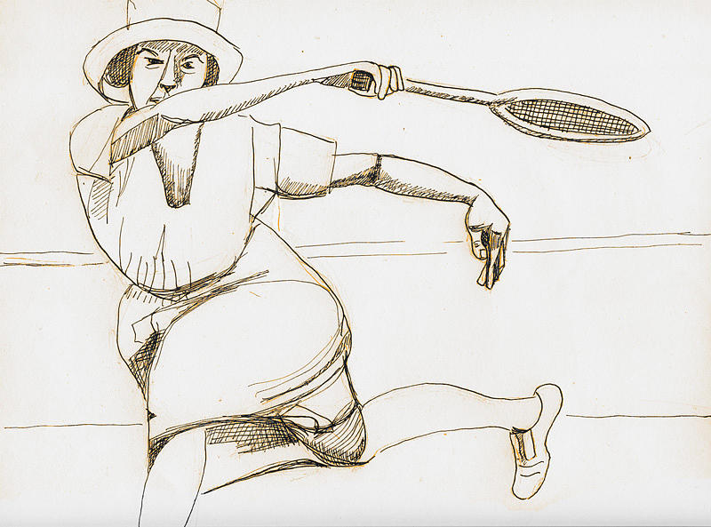 800x593 Berlin In The 1920s Woman Tennis Player Drawing By Allen Forrest