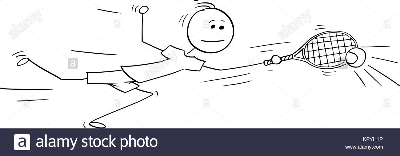 1300x509 Cartoon Stick Man Drawing Illustration Of One Man Male Tennis