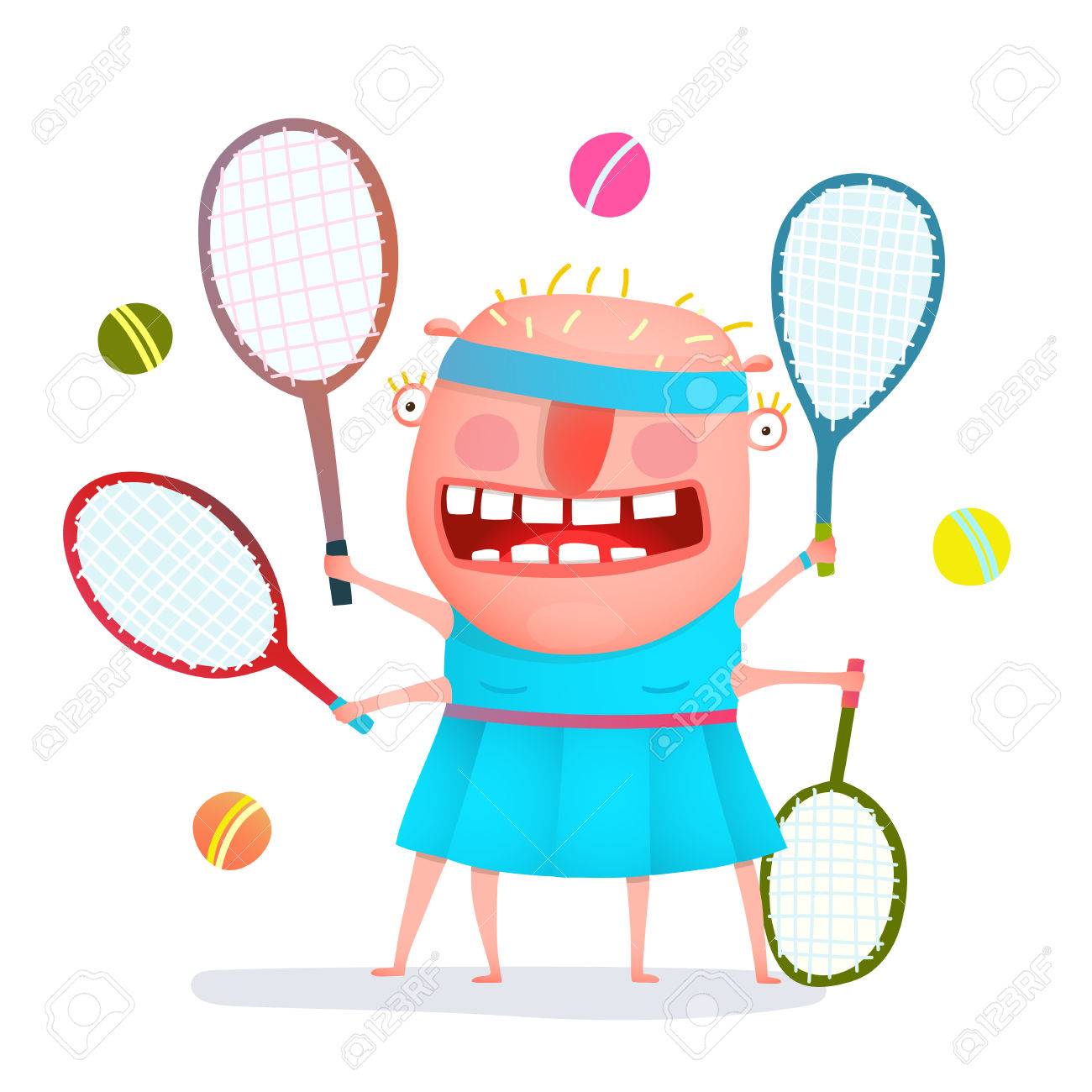 1300x1300 Fun Cartoon Sporty Girl Tennis Player Freaky Style Colorful