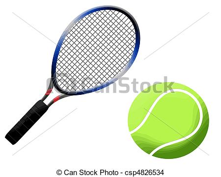 450x362 Tennis Racket And Ball Vector Illustration, On White Eps Vector