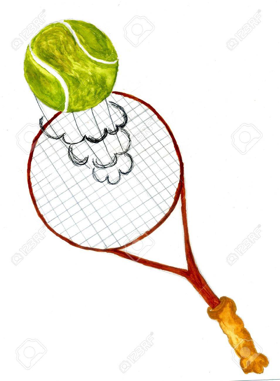 955x1300 Grunge Sketch Of Tennis Ball, Hand Drawn Illustration. Stock Photo
