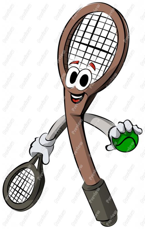 506x800 Tennis Racquet Character Clip Art