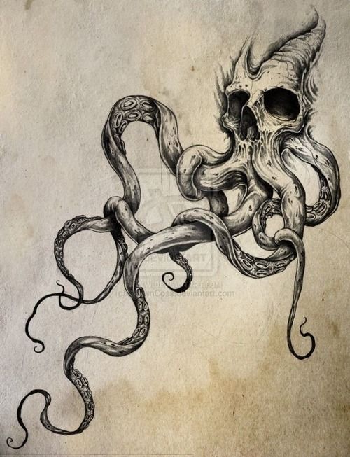 500x653 Skull Octopus Tattoo Idea. Maybe With The Tentacles In The Shape