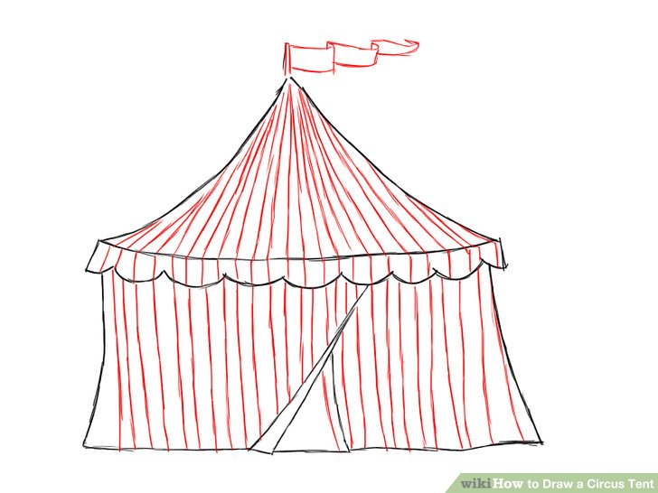 728x546 How To Draw A Circus Tent 6 Steps (With Pictures)