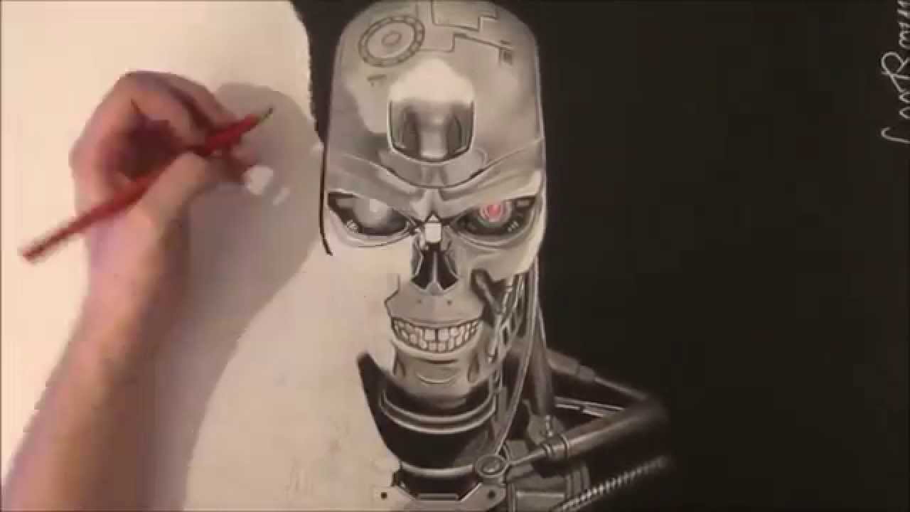 1280x720 Terminator T 800 Endoskeleton Speed Drawing By Lee Bourke