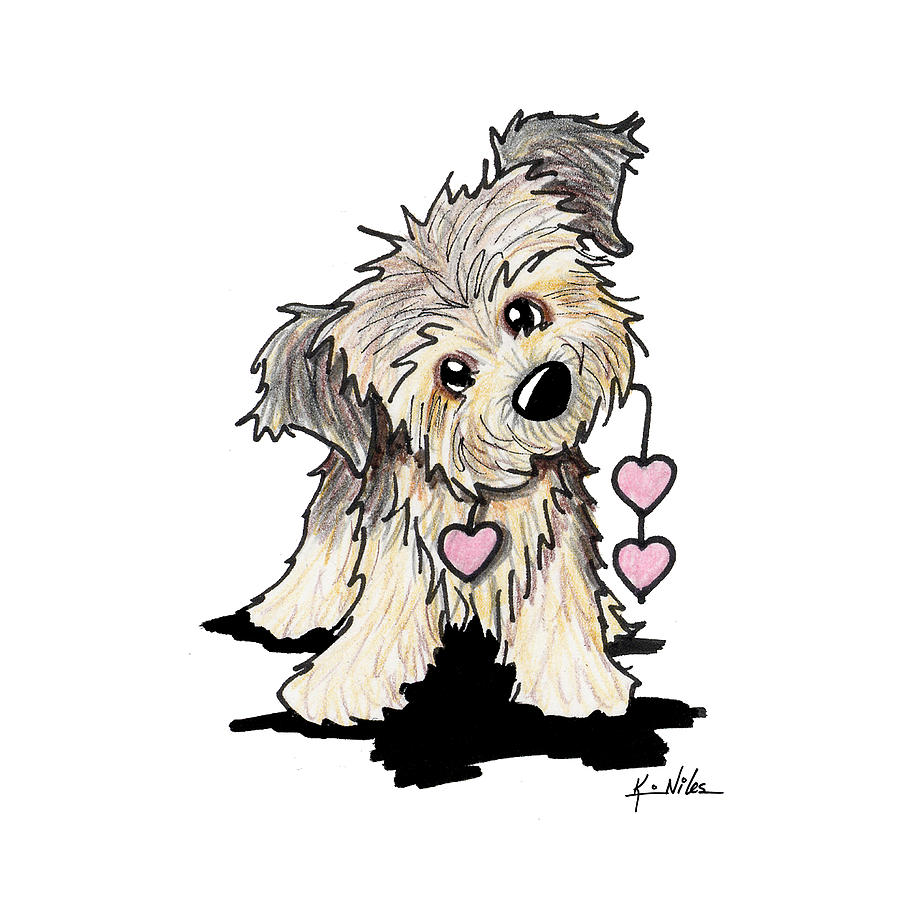 900x900 Border Terrier Heart Strings Drawing By Kim Niles
