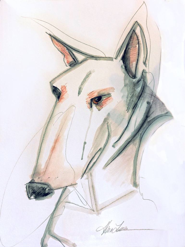 770x1027 Saatchi Art Essential Line Bull Terrier Drawing By Alma Lee