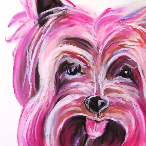 300x300 Yorkie A La Pink Dog Drawing Yorkshire Terrier ~ Surrealism Art
