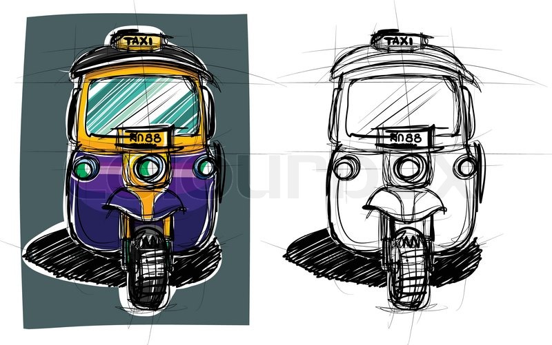 800x501 Taxi Thailand Sketchbook Vector Stock Vector Colourbox