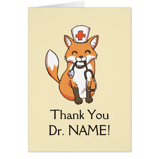 540x540 Cute Fox Drawing Thank You Card Doctor Template