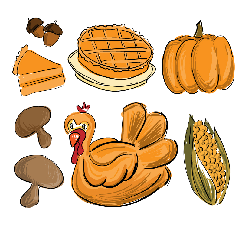 800x751 Thanksgiving Dinner Drawing Food