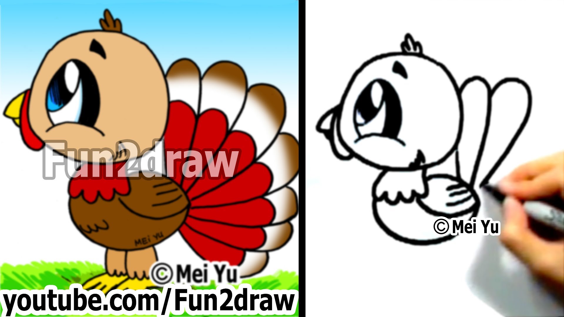 1920x1080 How To Draw A Cartoon Turkey