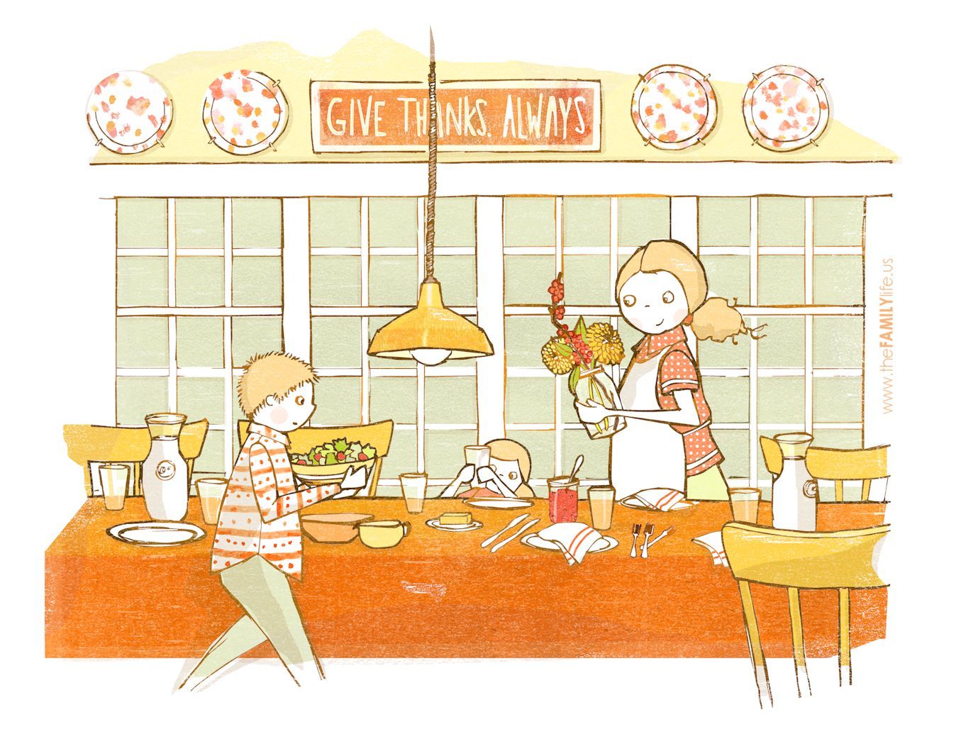 1348x1052 Give Thanks Always Sign Drawing Dining Room Family Thanksgiving