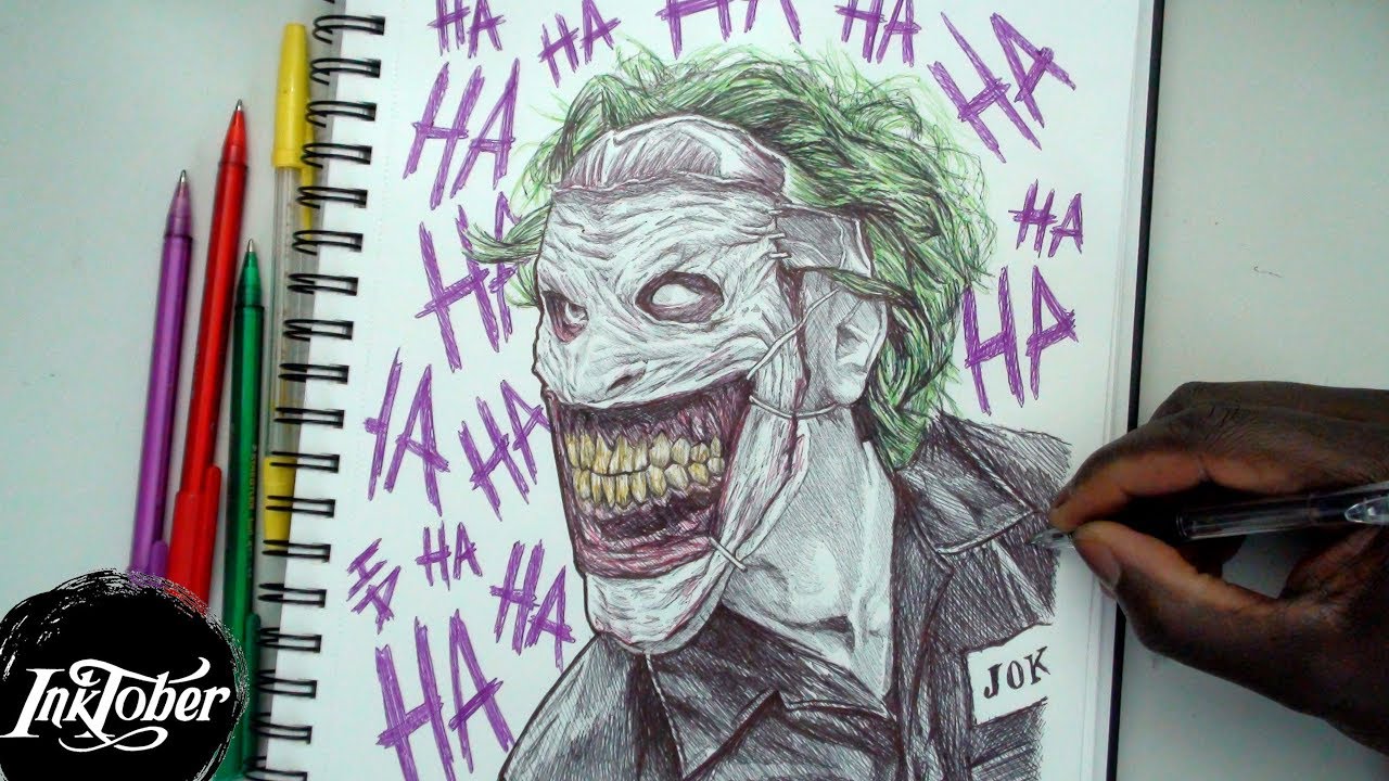 1280x720 The Joker (Comic Book) Pen Drawing