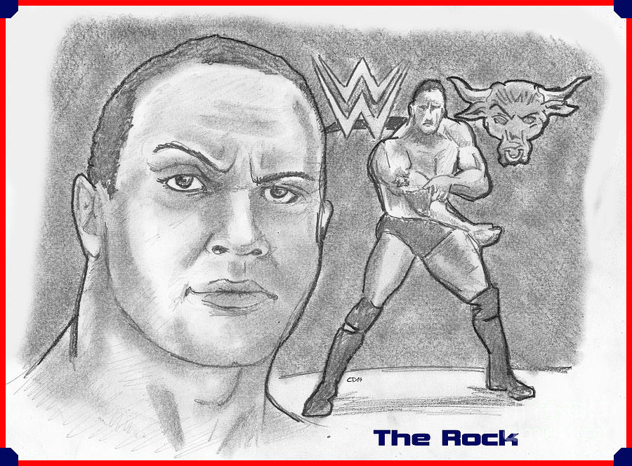 900x664 The Rock Drawing By Chris Delvecchio