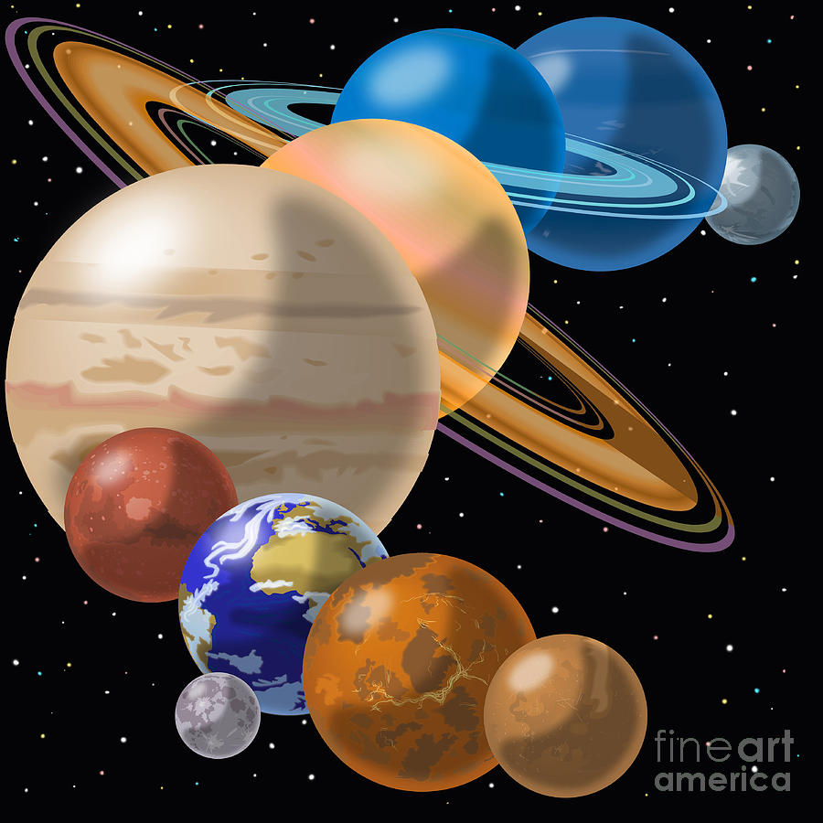 900x900 Solar System Drawing By Mark Giles And Photo Researchers