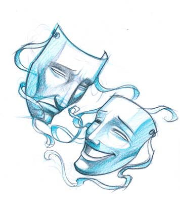 356x425 Theatre Masks Sketch Tattoo Ideas Masking