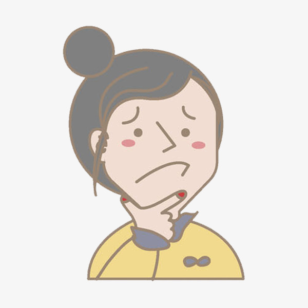 600x600 Thinking Girl, Cartoon Hand Drawing, Decorative Pattern Png Image